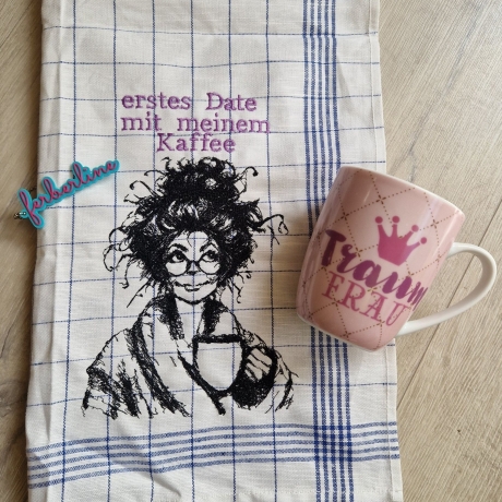 Ferberline Stickdatei Scribble Kaffetante ab 13x17