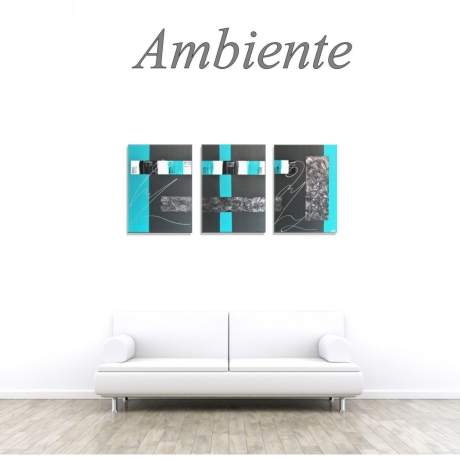 MK1 Art Bild Leinwand Abstrakt Kunst Malerei Acrylbild türkis