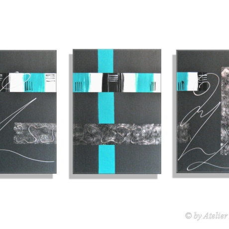 MK1 Art Bild Leinwand Abstrakt Kunst Malerei Acrylbild türkis