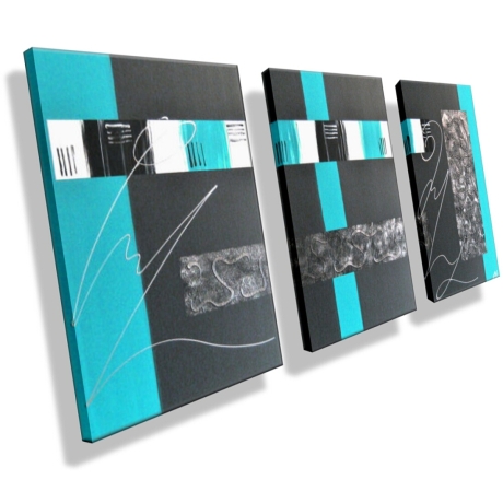 MK1 Art Bild Leinwand Abstrakt Kunst Malerei Acrylbild türkis