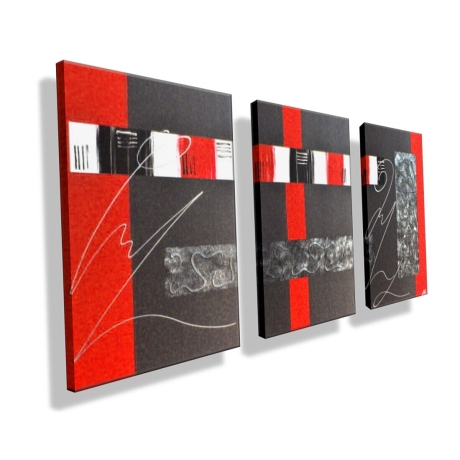 MK1 Art Bild Leinwand Abstrakt Kunst Malerei Acrylbild rot grau