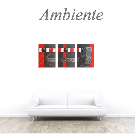 MK1 Art Bild Leinwand Abstrakt Kunst Malerei Acrylbild rot grau