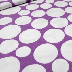 Stoff Viskose Jersey Punkte Kreise Design lila flieder weiß