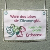 Erdbeeren Stickdatei Solo Schild und Mugrug mit Text oder Blanko