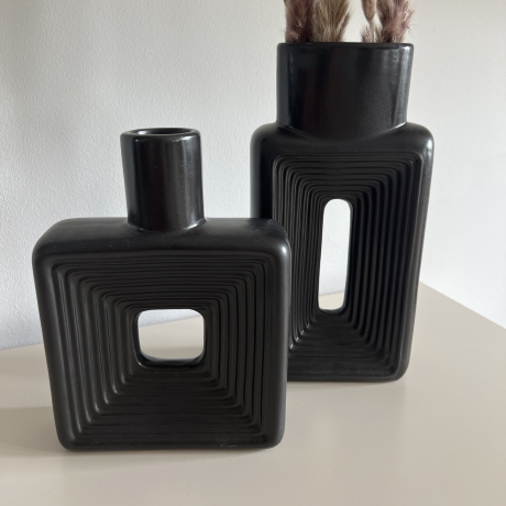 Wohndeko Keramik Vase 2er Set Boho Style Ceramic Vases black