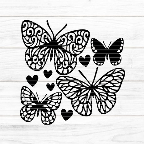 4 Schmetterlinge Plotterdatei SVG DXF FCM