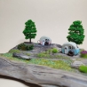 Miniatur Campingplatz auf Treibholz, Wohnwagen Deko