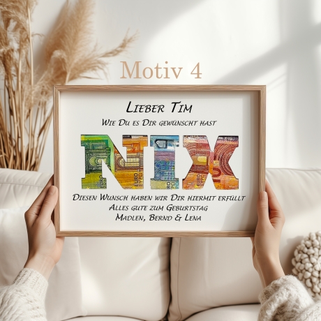 Einzigartiges personalisiertes Geldgeschenk zum Geburtstag 