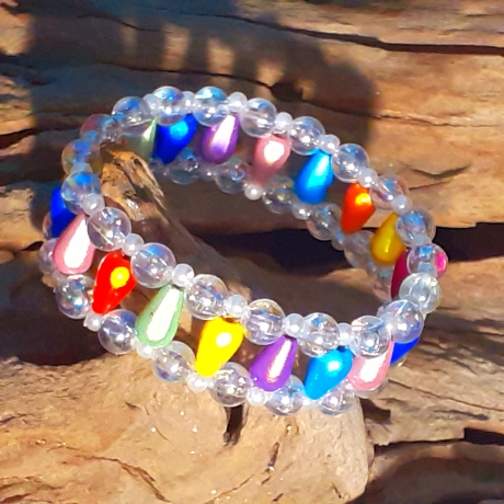 Kinder-Armband Regenbogen Handarbeit Kinder-Schmuck elastisch