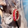 Kinder-Armband Rot & golden Handarbeit Kinder-Schmuck elastisch