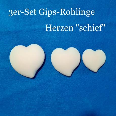 3er-Set Herz-Stein Gipssteine selber verzieren Rohling Deko-Stein