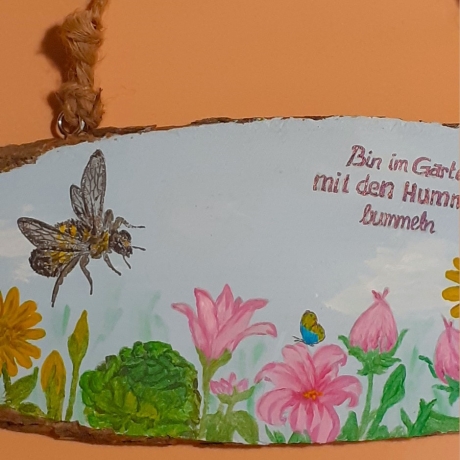 Gartenschild - Bin im Garten mit den Hummeln bummeln - Türschild
