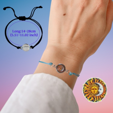 Dünnes Armband mit Motivstein hellblau