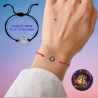 Dünnes Armband mit Motivstein rot