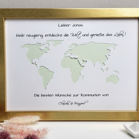 personalisiertes Geldgeschenk - Weltkarte - zur Konfirmation