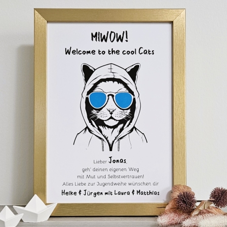 personalisiertes Geldgeschenk zur Jugendweihe - Motiv Cool Cats