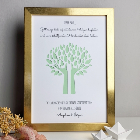 personalisiertes Geldgeschenk zur Kommunion - Motiv Hände