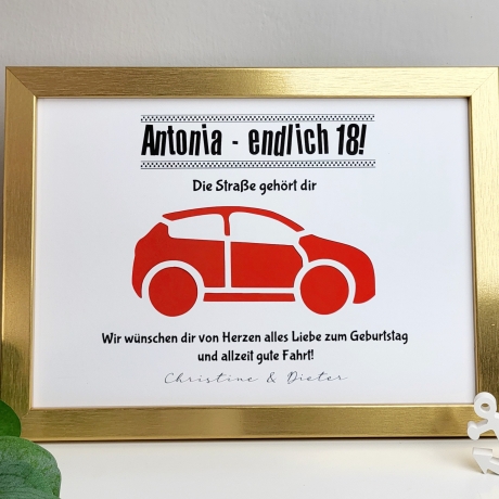 personalisiertes Geldgeschenk zum Geburtstag - Motiv Auto