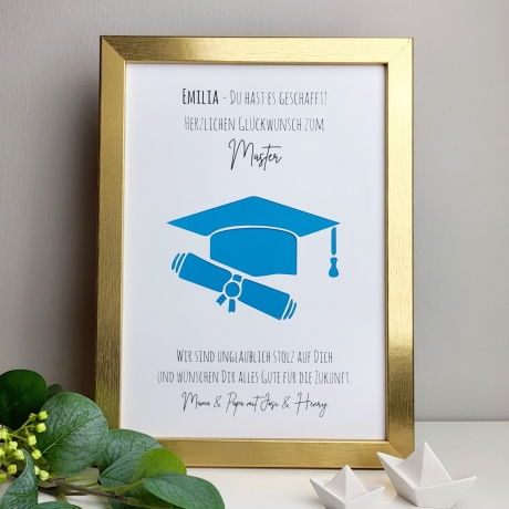 personalisiertes Geldgeschenk Studienabschluss - Hut & Diplom