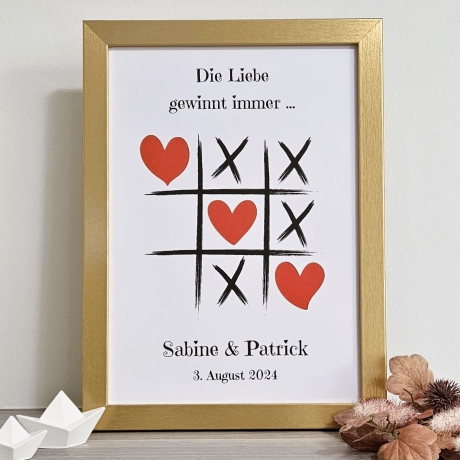 personalisiertes Geldgeschenk - Tic Tac Toe - zur Hochzeit