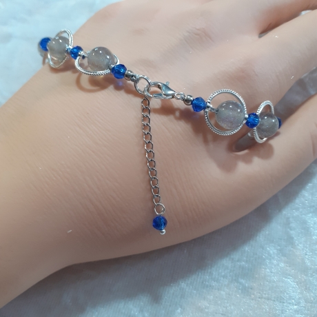 Mystisches Armband Schmuck Rauchgrau mit Blau Universum