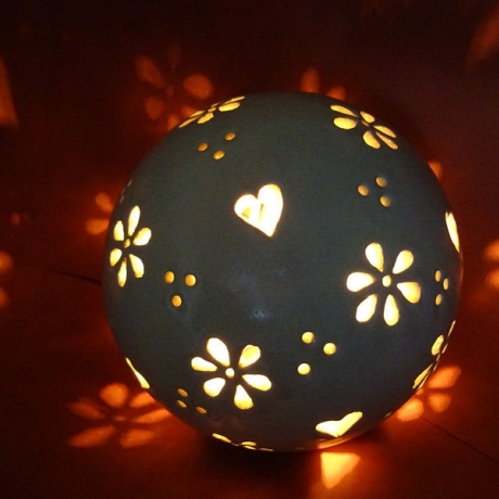 Keramik Leuchtkugel mit Herz Namenslampe Kugellampe mit Name