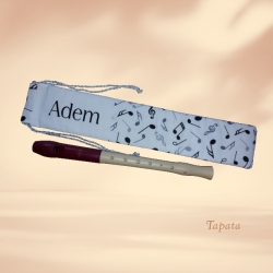 Flötentasche mit Namen, Flötenbeutel - Musik personalisierbar 