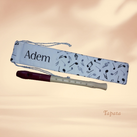 Flötentasche mit Namen, Flötenbeutel - Musik personalisierbar 