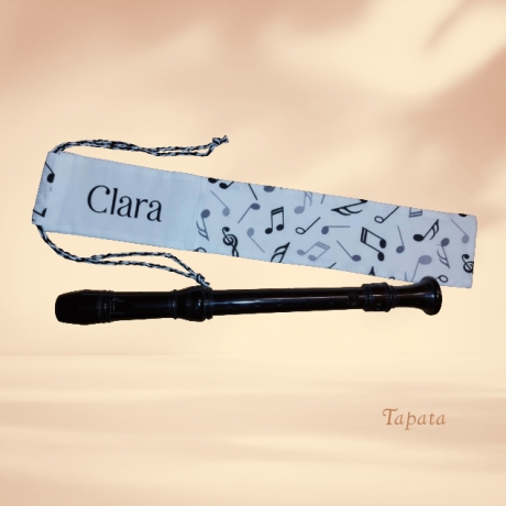 Flötentasche mit Namen, Flötenbeutel - Musik personalisierbar 