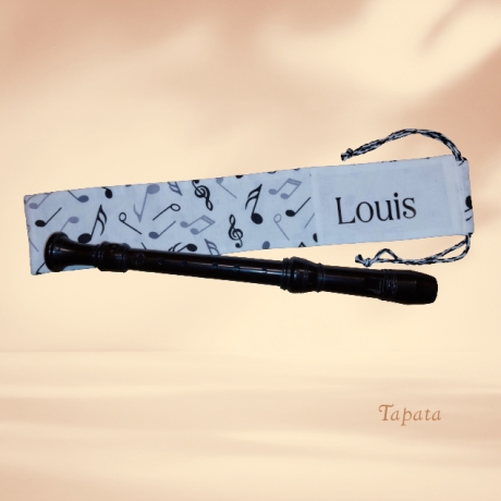 Flötentasche mit Namen, Flötenbeutel - Musik personalisierbar 