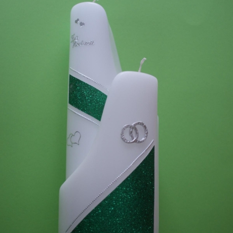 5001 Hochzeitskerze YinYang grün/silber