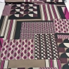 Stoff Jersey Retro Patchwork schwarz beige braun fuchsia bordeaux