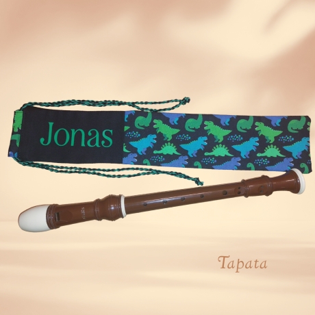 Flötentasche mit Namen, Flötenbeutel - Dinos 