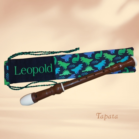 Flötentasche mit Namen, Flötenbeutel - Dinos 