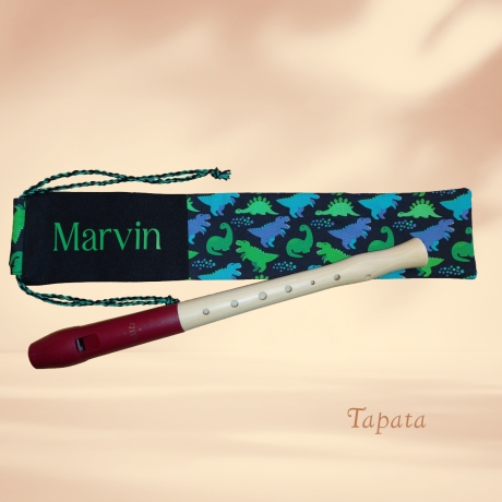 Flötentasche mit Namen, Flötenbeutel - Dinos 