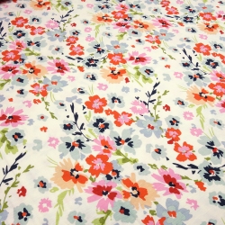 Stoff Viskose Jersey Blumenmuster vanille rot rosa grau orange