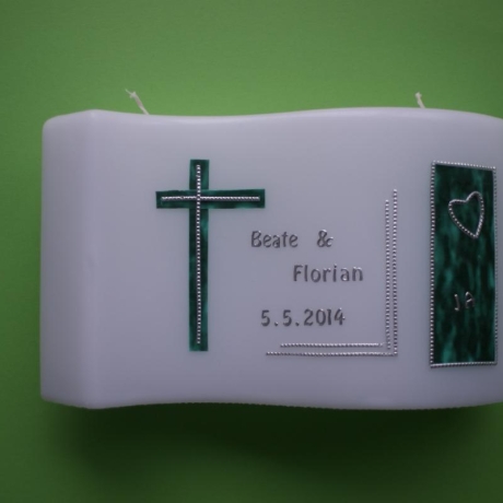 5008 Hochzeitskerze in Wellenform in grün/silber