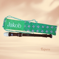 Flötentasche mit Namen, Flötenbeutel - Fußball