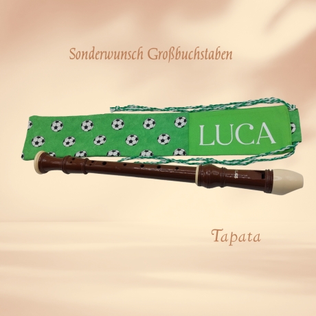 Flötentasche mit Namen, Flötenbeutel - Fußball