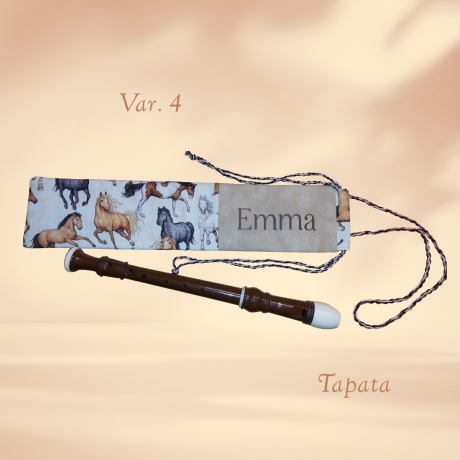 Flötentasche mit Namen, Flötenbeutel - Pferde braun 