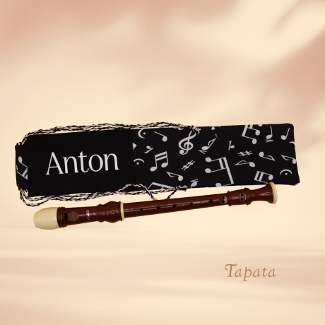 Flötentasche mit Namen, Flötenbeutel - Musik personalisierbar 