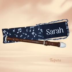 Flötentasche mit Namen, Flötenbeutel - Musik personalisierbar 