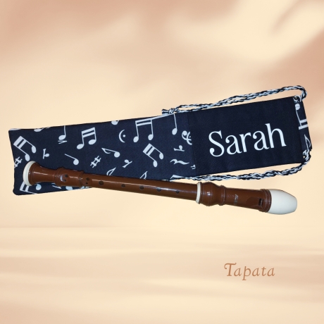 Flötentasche mit Namen, Flötenbeutel - Musik personalisierbar 