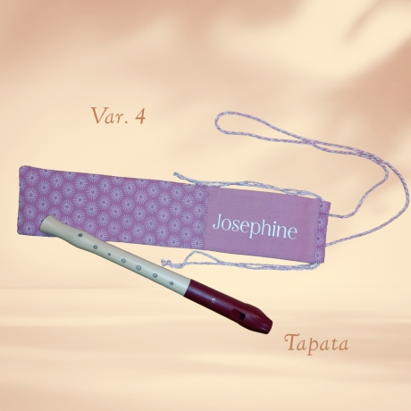 Flötentasche mit Namen, Flötenbeutel - Rosa Retrokreise