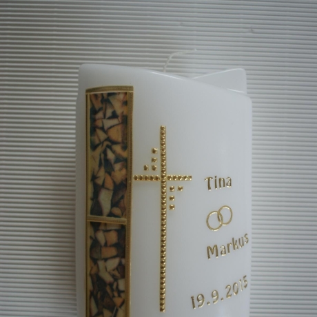 5014 Hochzeitskerze im Holzdesign