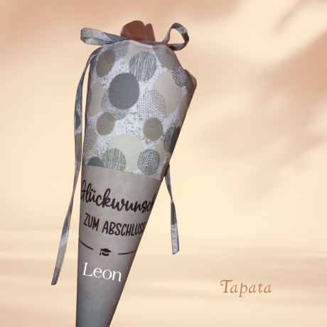 Abschlusstüte zum Schulabschluss - Braun Kreise personalisierbar