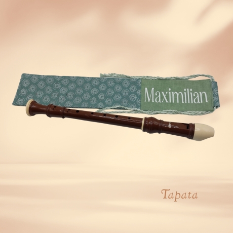 Flötentasche mit Namen, Flötenbeutel - Retrokreise grün