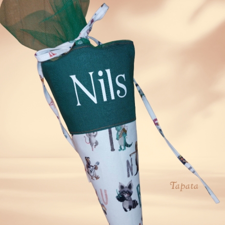 Kleine Schultüte mit Namen, Vorschultüte - Buchstaben Zoo