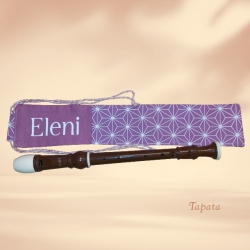 Flötentasche mit Namen, Flötenbeutel - Altlila geometrisch