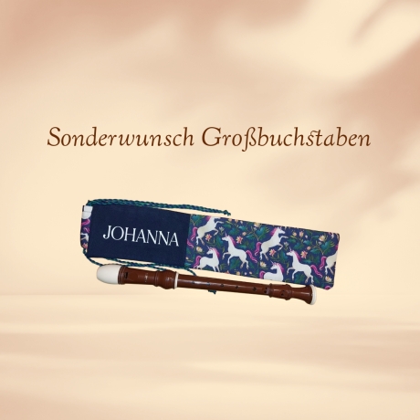 Flötentasche mit Namen, Flötenbeutel - Einhörner